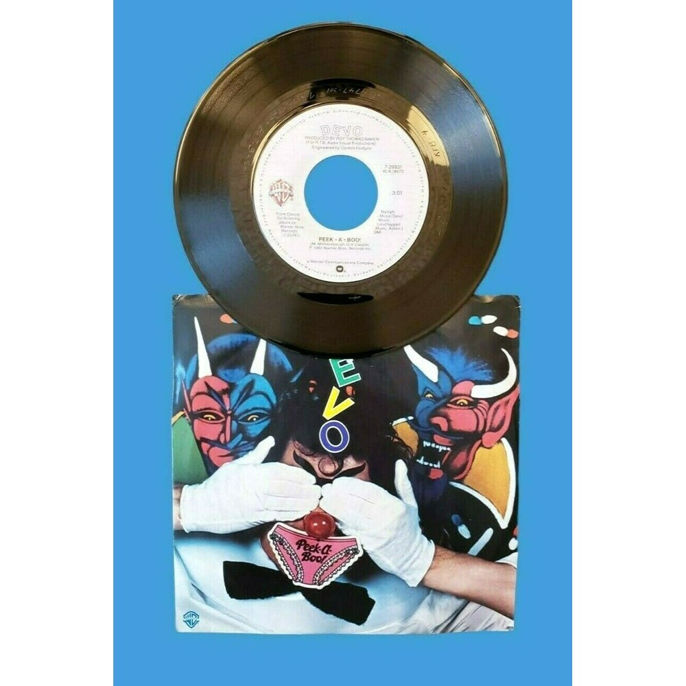 DEVO 1982 Peek-A-Boo / Find Out 45 RPM VINYL Warner Bros. 7-29931 Picture Sleeve